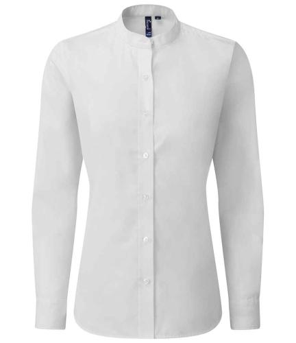 Premier Ladies Banded Collar Grandad Shirt - WHI - XXL